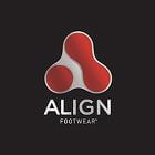 Align Footwear® logo på sort baggrund